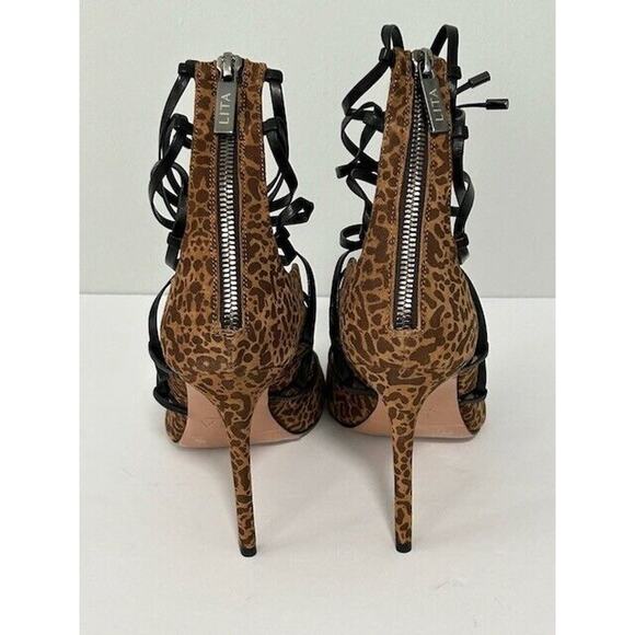 LITA By Ciara Strappy Sandal Stiletto Heel Leopard Leather Gladiator 42/11.5 NIB - Picture 8 of 12